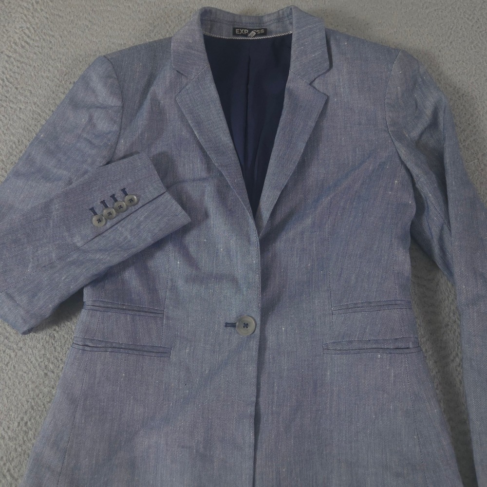 Express Blazer Womens 8 Linen Blend Single Button Professional Career Jacket